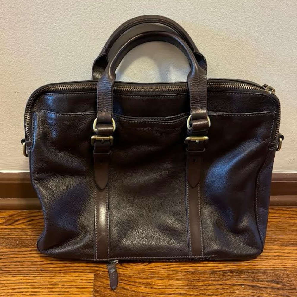 Cole Haan Brown Leather Briefcase / Over the Shoulder Bag